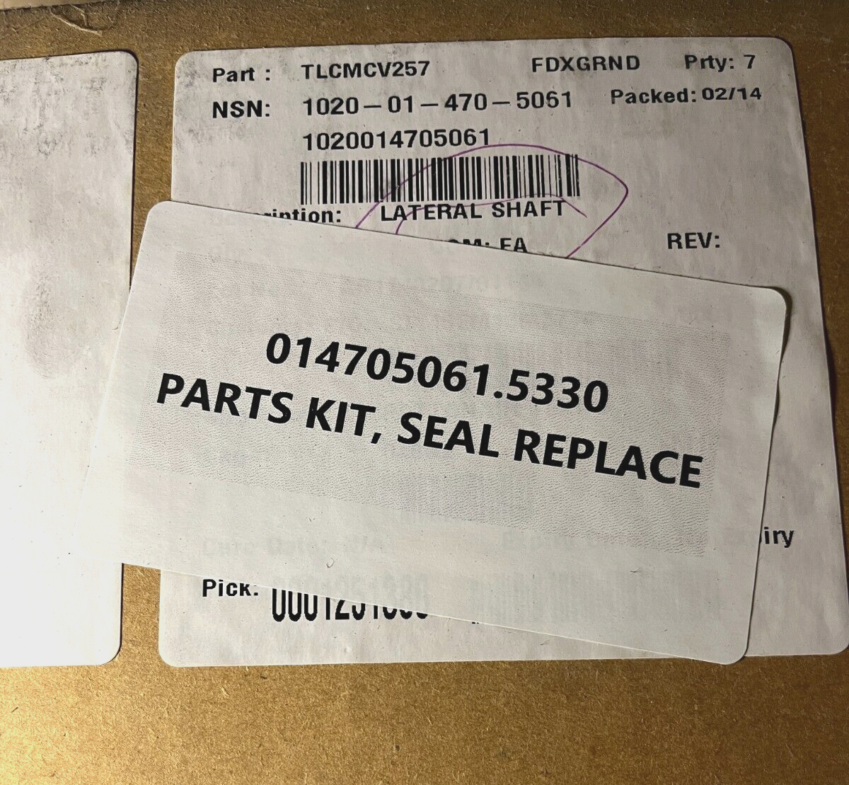 MECHANICAL SEAL REPLACEMENT LATERAL SHAFT PARTS KIT TLCMCV257 5330-01-470-5061