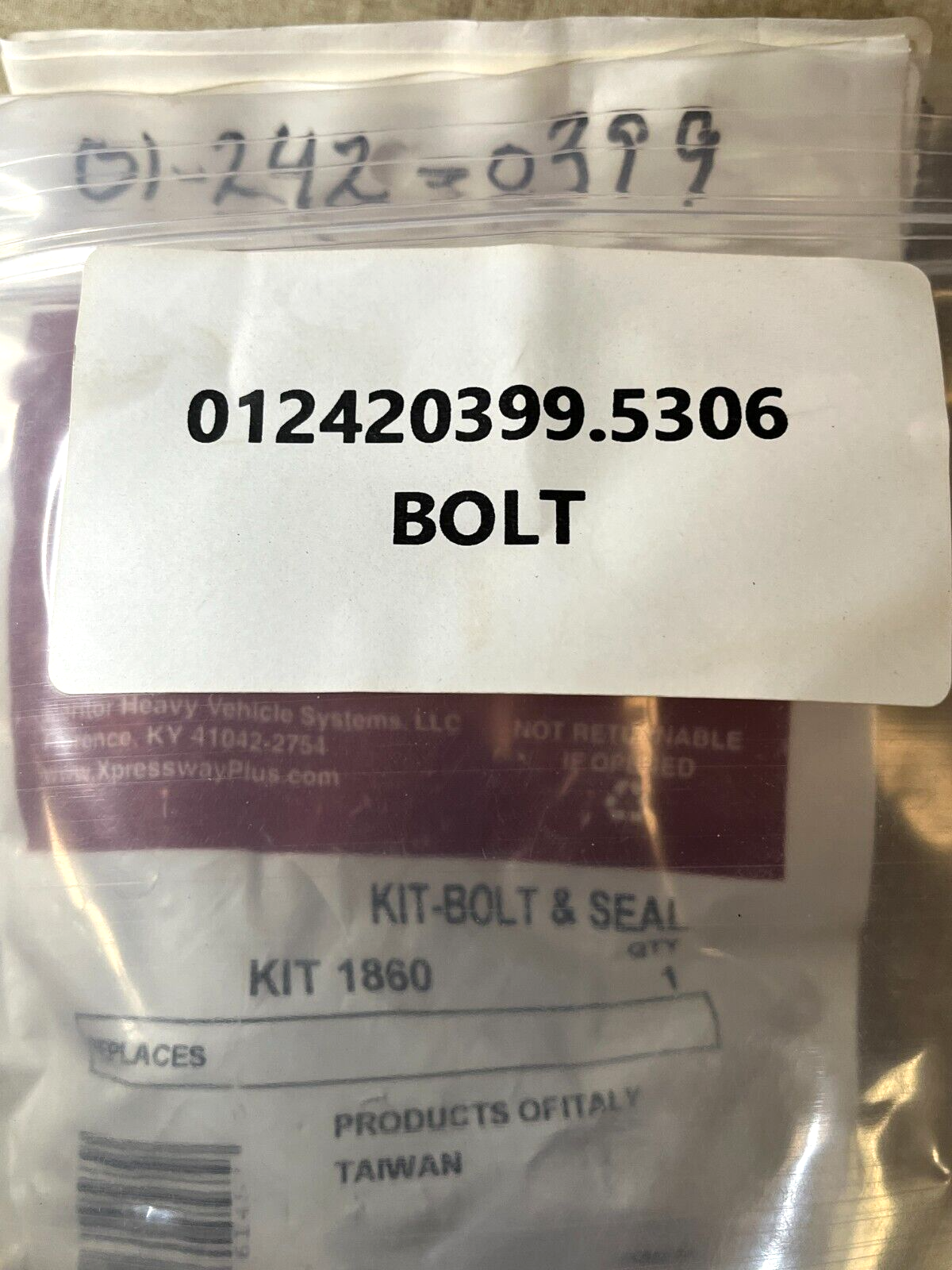 M915 TRUCK MERITOR A1-2297-L-3158 WEDGE BRAKE BOLT & SEAL KIT 5306-01-242-0399