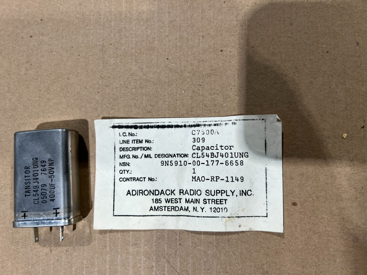 Etched Electrolytic Fixed Capacitor MILC3965-12 NSN 5910-00-177-6658