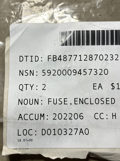 BUSSMANN MS28937-20 20A INCLOSED LINK FUSE AIRCRAFT LIMITER 5920-00-945-7320