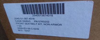 NEW OEM HMMWV M998 HUMVEE 3 POINT SEAT BELT PARTS KIT 57K0202 / 2540-01-387-4018