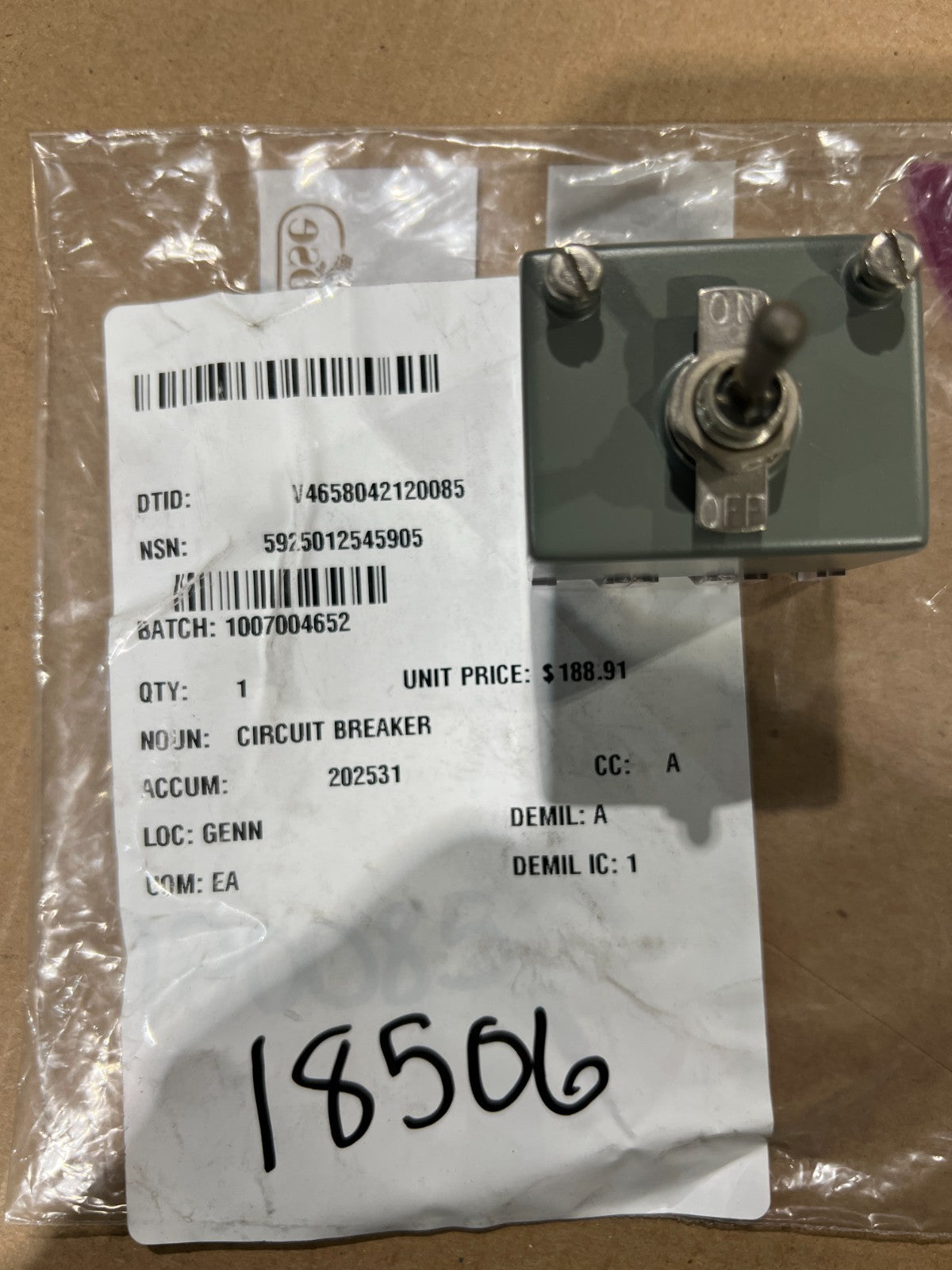 Circuit Breaker AN/BSY-1V NSN 5925-01-254-5905 - photo 4