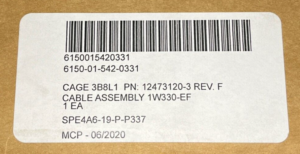 M60, M1 ABRAMS TANK 12473120-3 CABLE ASSEMBLY SPECIAL PURPOSE 6150-01-542-0331