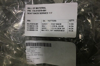 MILITARY TRUCK BOMB SERVICE 115-213370-001 SEAT BACK CUSHION 2540-01-595-7318