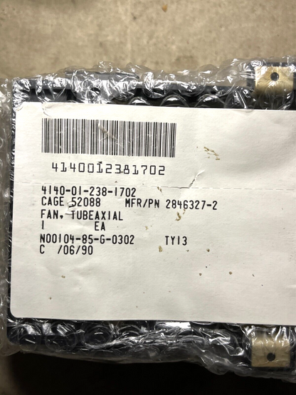 ETRI 2846327-2 115V 10/8W 50/60HZ ELECTRIC MOTOR TUBEAXIAL FAN 4140-01-238-1702