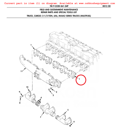 M35A2 M54A2 EXHAUST INTAKE MANIFOLD GASKET COVER LDS465 10935625 5330009086340