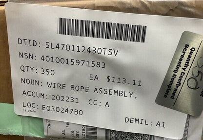 MRAP M-ATV SINGLE LEG WIRE ROPE CABLE ASSY 64.44 LENGTH 27KP914 4010-01-597-1583