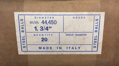 1 AND 3/4" - 44.45mm DIAMETER ITALIAN MADE AXLE SHAFT CENTER STEEL BALL BEARING