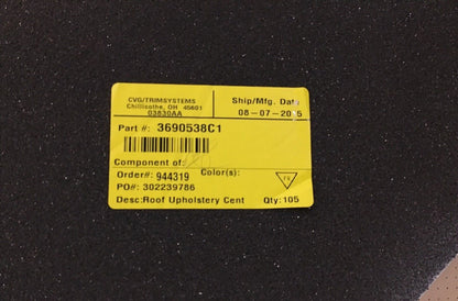 MRAP MAXXPRO 3690538C1 ROOF UPHOLSTERY CUSHIONING PAD LH 2590-01-568-5969