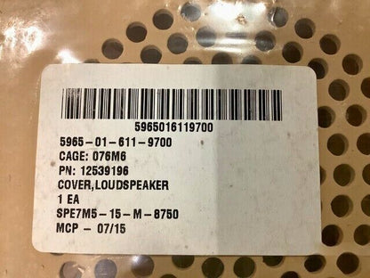 MILITARY MRAP MMPV BAE SYSTEMS 12539196 LOUDSPEAKER COVER 5965-01-611-9700