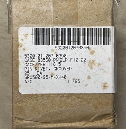 HEAVY DUTY PIN-RIVET, GROOVED 2LP-F12-22 5320012070350 5320-01-207-0350 NOS