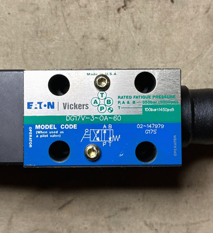 EATON 02-147979 DIRECTIONAL CONTROL VALVE 20GPM DG17V-3-0A-60 4820-01-656-5710