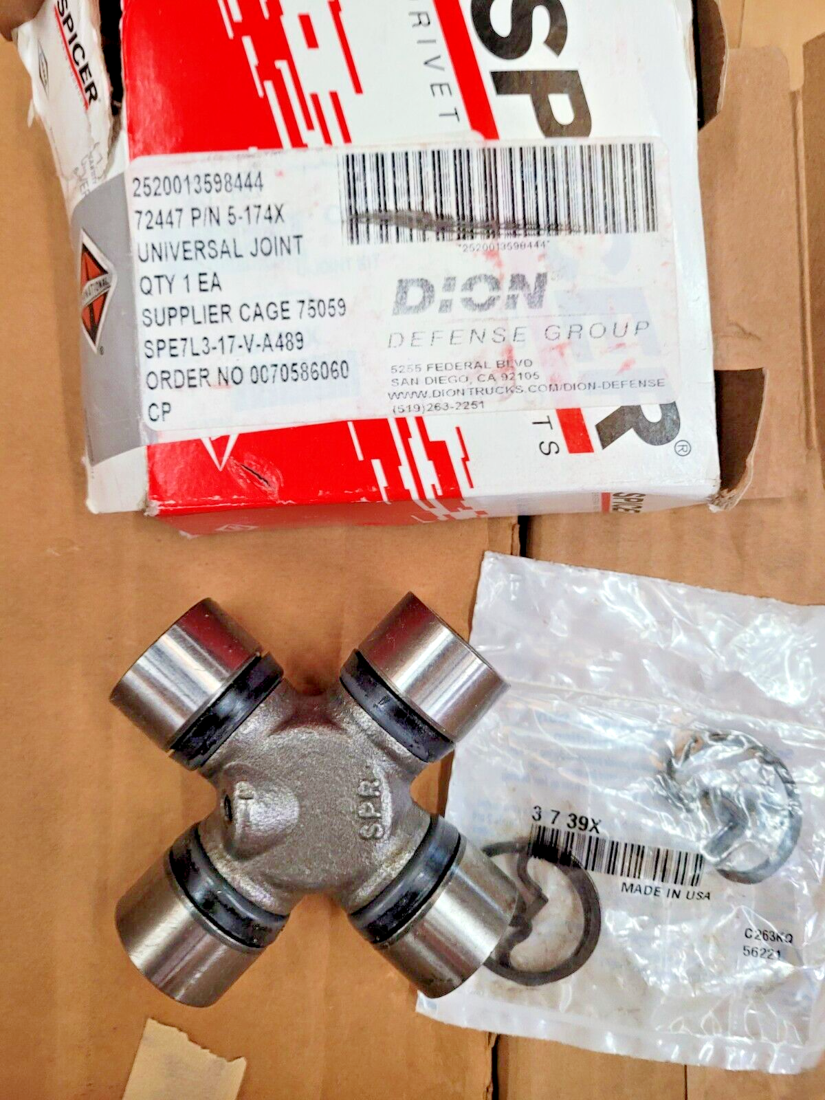 GENUINE HMMWV HUMMER H1 5-174X FRONT DRIVE SHAFT U JOINT 2520-01-359-8444 SPICER