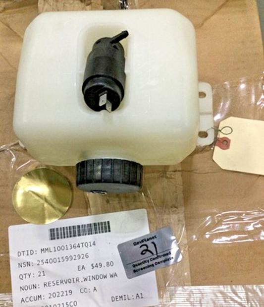 Window Washer Reservoir 065202 24V Pump M1161 M1163 Growler | NSN 2540-01-599-2926