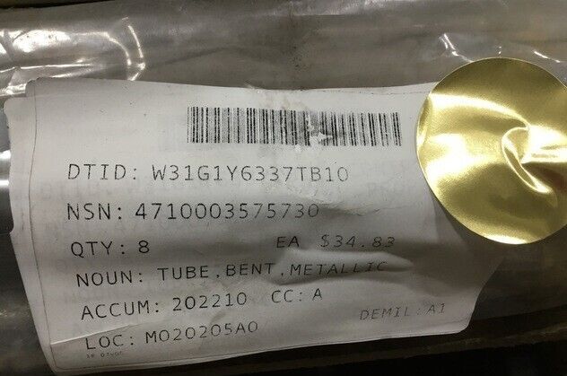 USGI MILITARY 11654496 4710003575730 METALLIC BENT TUBE NSN 4710-00-357-5730