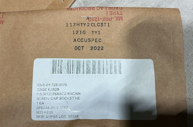 Hexagon Cap Screw M1222SN5C216NDNN NSN 5305-01-723-3170 - photo 2