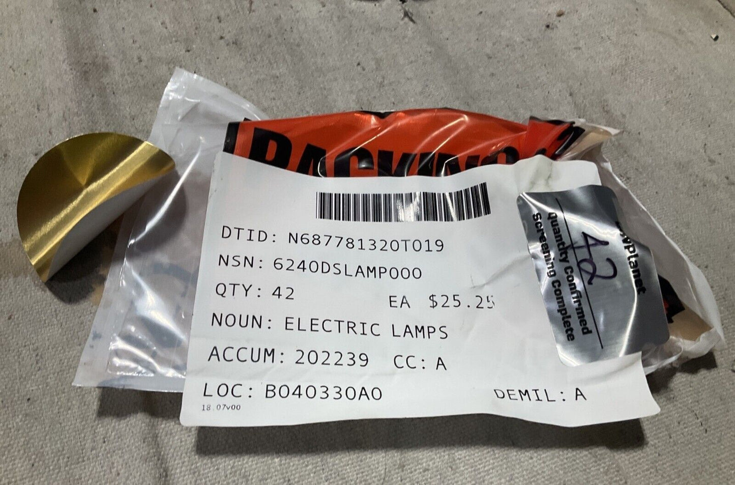 NEW ELECTRIC LAMP 6240DSLAMP000 ITEM NO 8667583