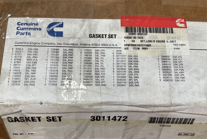 M939 TRUCK 3011472 CUMMINS SET, LOWER ENGINE GASKET SET O/H 5330-00-480-6133