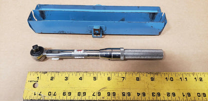 Vintage UTICA TCI-150RA-3/8 RATCHET HEAD TORQUE WRENCH with case 5120-01-273-254