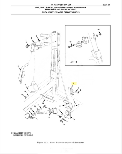NEW M998 HMMWV 2005207-2 SEATBELT BRACKET FRONT RH 12480745 5340-01-542-4800