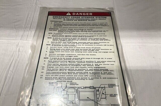 TRUCK MOUNTED CRANE GROVE 7-679-003206 IDENTIFICATION PLATE 9905-01-478-2975