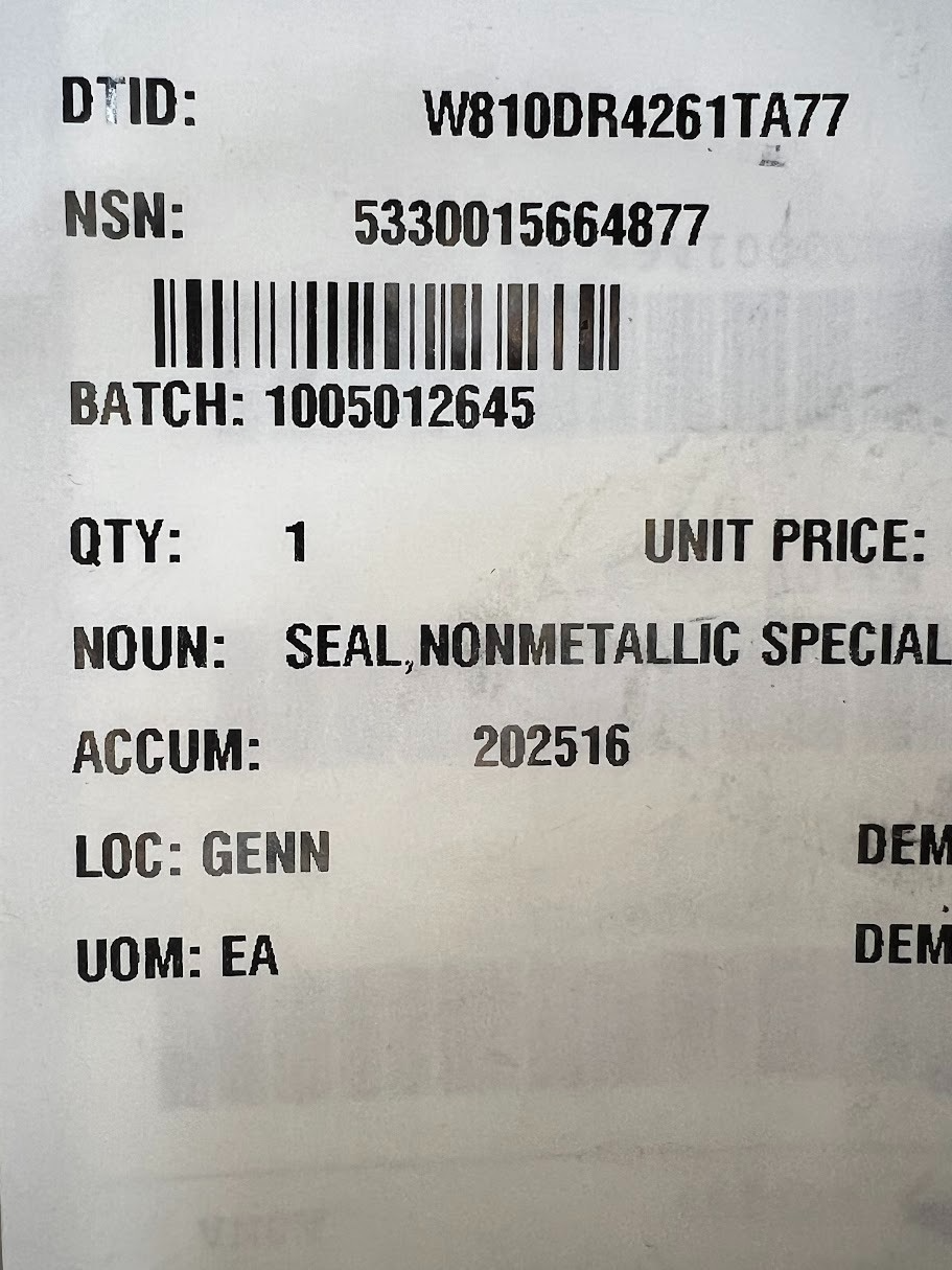 Special Shaped Seal M978A4 NSN 5330-01-566-4877 - photo 7