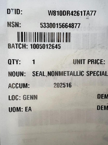 Special Shaped Seal M978A4 NSN 5330-01-566-4877 - photo 7