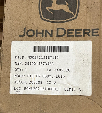 LOADER UTILITY 624KR JOHN DEERE RE541922 FLUID FILTER BODY 2910-01-567-3463