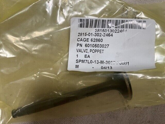 NEW PENN POWER 6010503027 ENGINE POPPET VALVE NSN 2815-01-302-246 M-973 VEHICLE