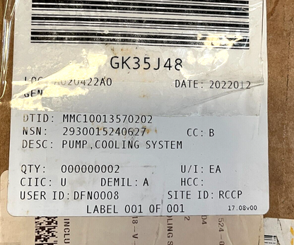 CATERPILLAR 3541672 BACKHOE LOADER ENGINE COOLING SYSTEM PUMP 2930-01-524-0627