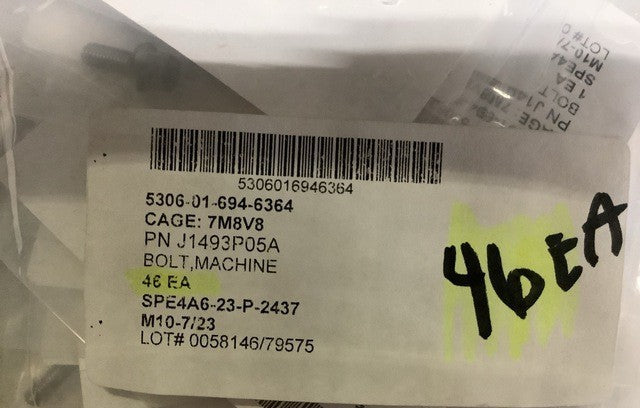 Machine Bolt J1493P05A NSN 5306-01-694-6364 - photo 2