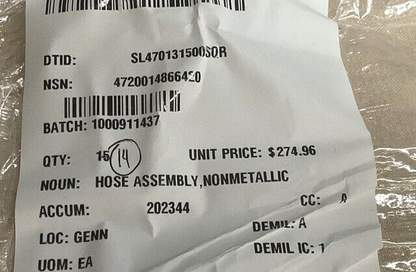 (1EA) CBPS M8E1 TRUCK 17-2-0556-1 NONMETALLIC HOSE ASSEMBLY 4720-01-486-6420