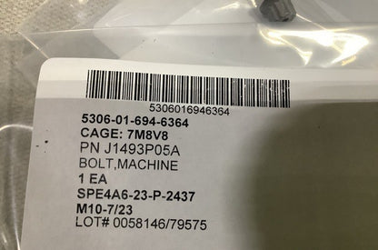 Machine Bolt J1493P05A NSN 5306-01-694-6364 - photo 3
