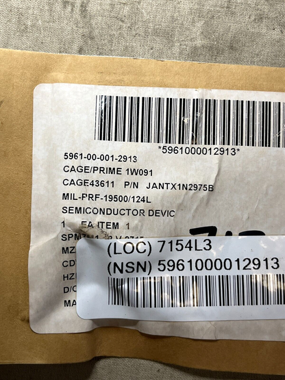 Military DE JANTX1N2975B TX1N2975B Diode Semiconductor Device 5961-00-001-2913