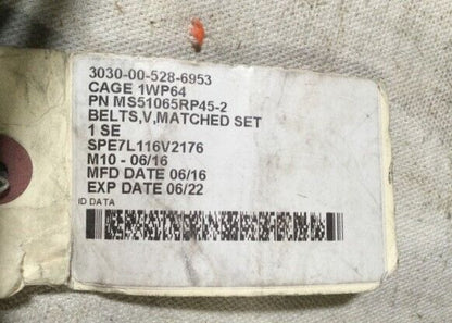 HEMTT TRUCK BELT V,MATCHED SET SAE 3/8" MS51065RP45-2	 1355200 3030-00-528-6953