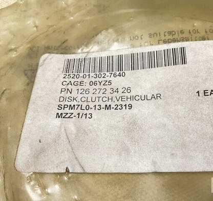 BADGER TRUCK CENTER 126 272 34 26 VEHICULAR CLUTCH DISK 2520-01-302-7640