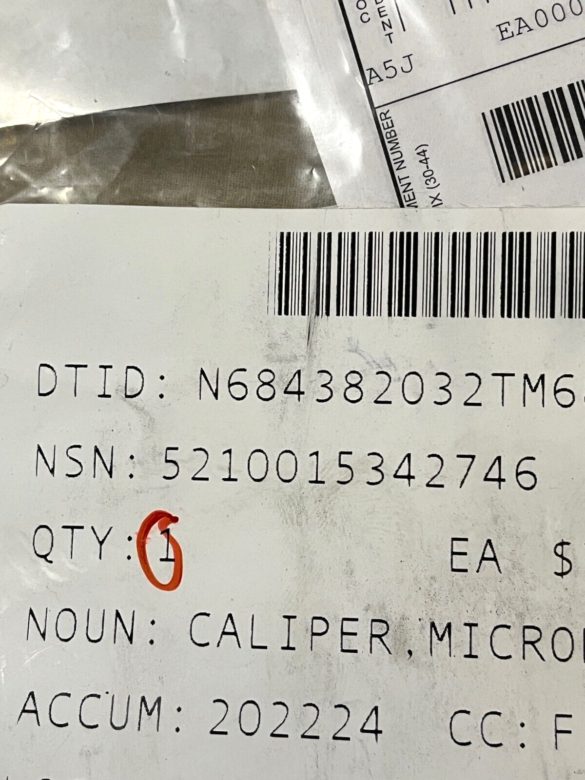 OUTSIDE MICROMETER CALIPER 228XRL 1'' 001'' LOCK NUT 07570174 5210-01-534-2746