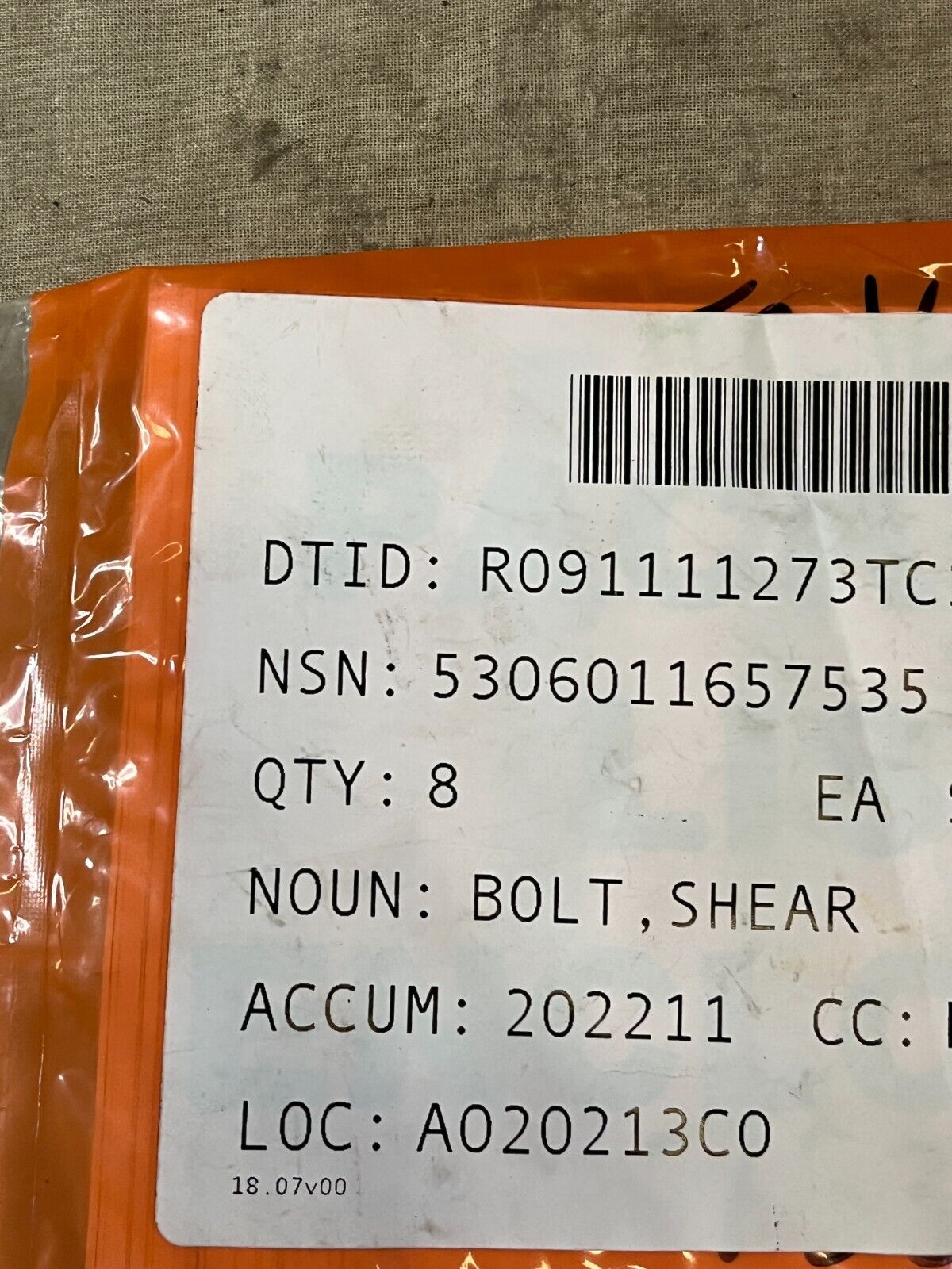 NEW AIRCRAFT HORNET F/A-18 ST3M753-4-8 SHEAR BOLT PBF1267-4-8 5306-01-165-7535