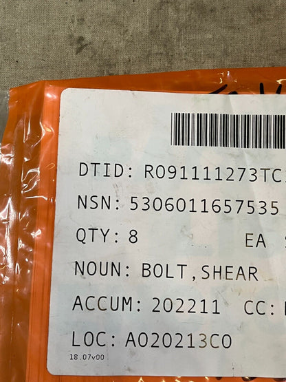 NEW AIRCRAFT HORNET F/A-18 ST3M753-4-8 SHEAR BOLT PBF1267-4-8 5306-01-165-7535