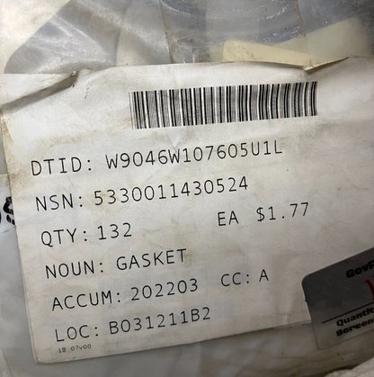 M1070 HET TRUCK 5137221 DRIVE GASKET F-16 AIRCRAFT 5330-01-143-0524