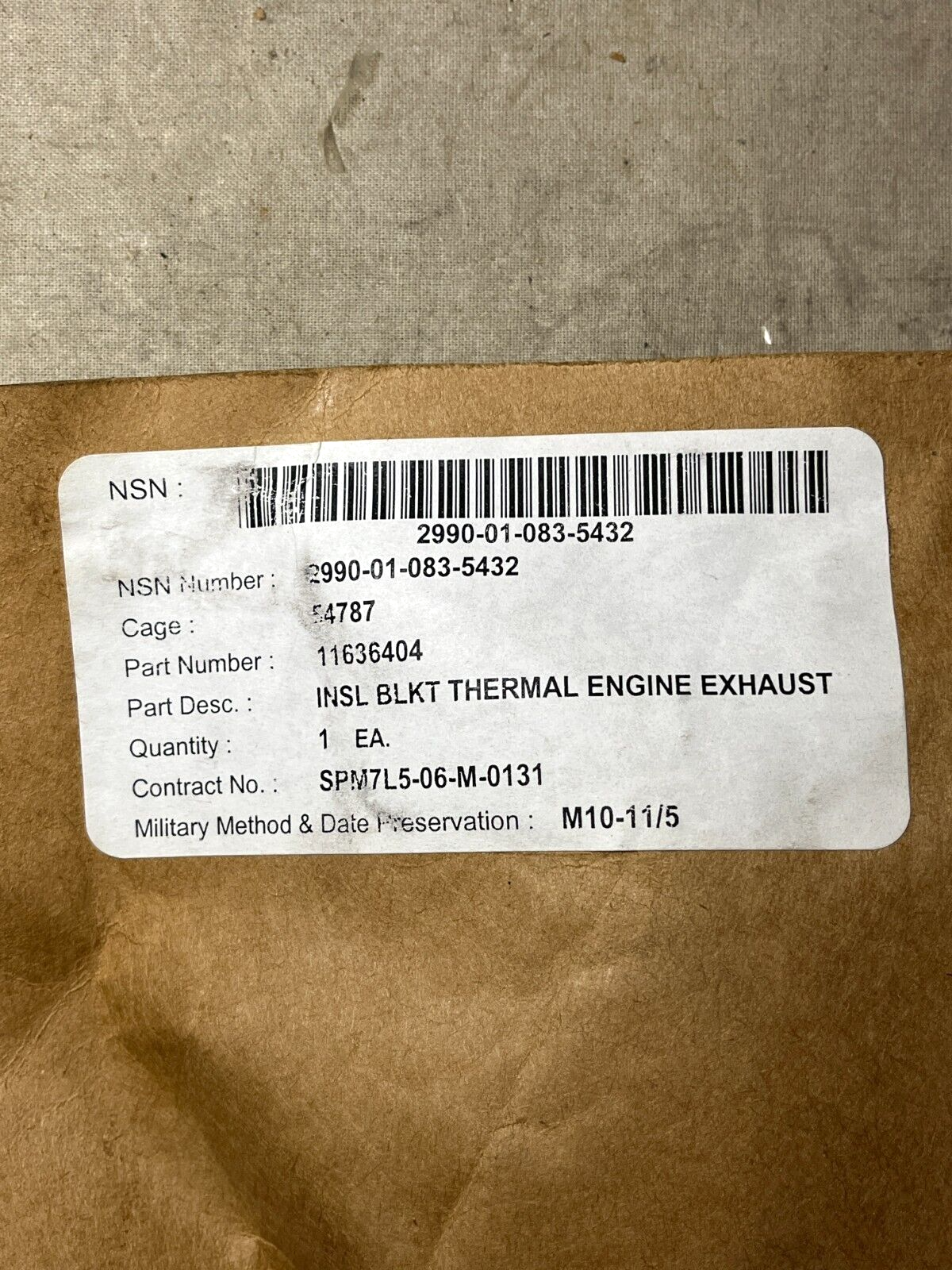 MILITARY M992 FAASV VEHICLE 11636404 EXHAUST INSULATION COVER 2990-01-083-5432