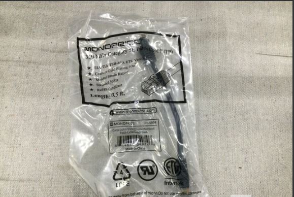 (LOT OF 50) 4974 Monoprice Cat5e Ethernet Patch Cables CAT5E 24AWG UTP 6-INCH
