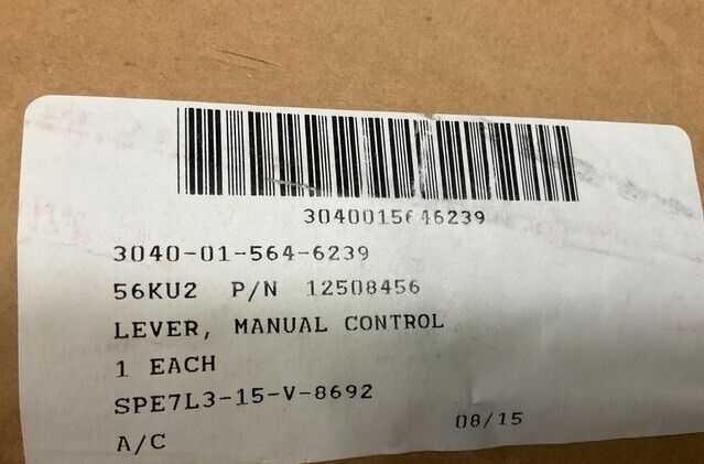 MILITARY M978A4 TRUCK 12508456 22KP130 MANUAL CONTROL LEVER 3040-01-564-6239