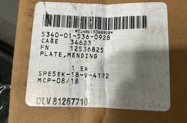 HMMWV 1 1/4-TON TRUCK AM GENERAL 12536825 MENDING PLATE 6430680 5340-01-536-0928