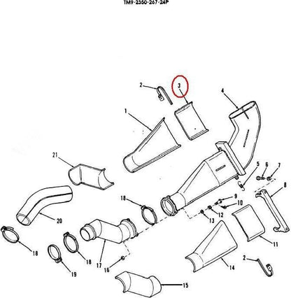 MILITARY M992 FAASV VEHICLE 11636404 EXHAUST INSULATION COVER 2990-01-083-5432