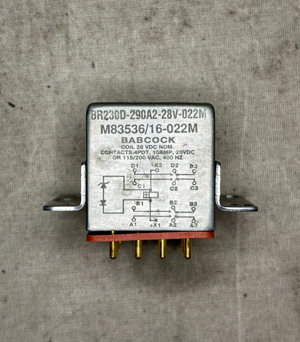 BABCOCK M83536/16-022M 28V 10A ELECTROMAGNETIC RELAY MIL-R-6106 5945-01-225-8872