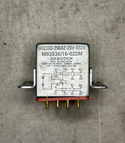 BABCOCK M83536/16-022M 28V 10A ELECTROMAGNETIC RELAY MIL-R-6106 5945-01-225-8872