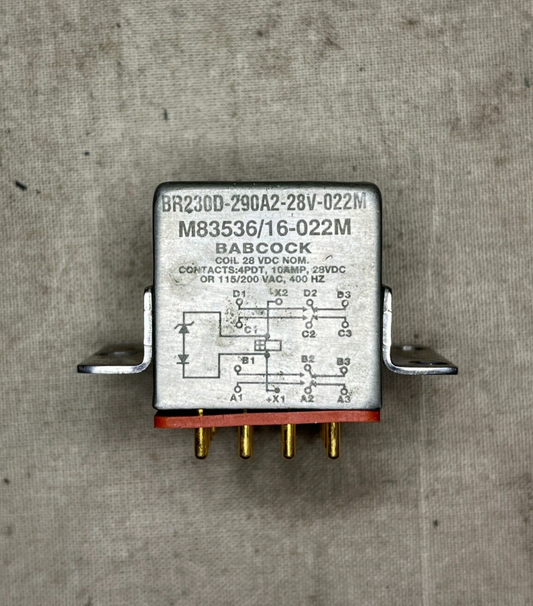 BABCOCK M83536/16-022M 28V 10A ELECTROMAGNETIC RELAY MIL-R-6106 5945-01-225-8872