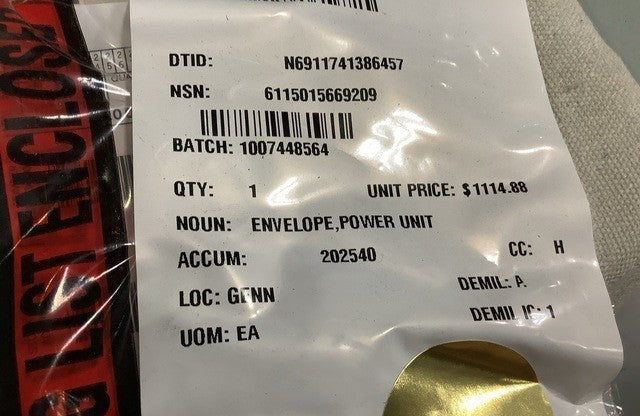 Power Unit Envelope 12505551 NSN 6115-01-566-9209 - photo 6