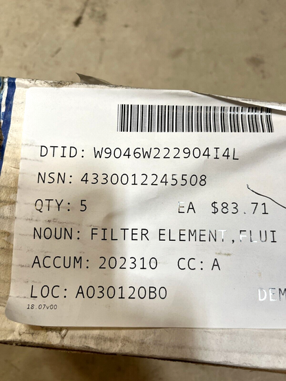 PALL INDUSTRIAL HC212FUN8H INSIDE FLUID FILTER ELEMENT D1301325 4330-01-224-5508